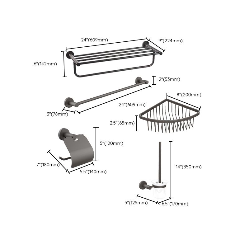 Gray Accessory Hardware Set Modern Bathroom Accessory Hardware Set