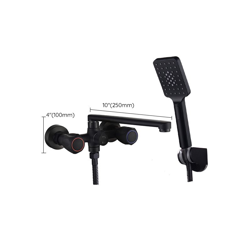 Modern Bathtub Faucet Trim Black Wall Mounted Swivel Spout with Hand Shower