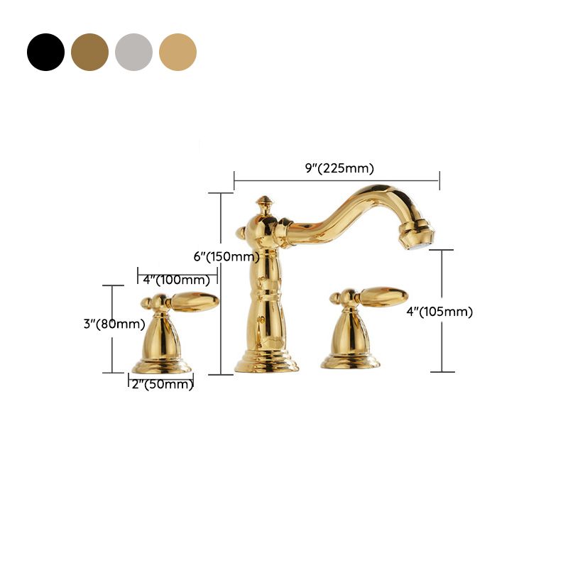 European Style Widespread Sink Mixer Brass 2 Handle Bathroom Vessel Mixer with Hoses