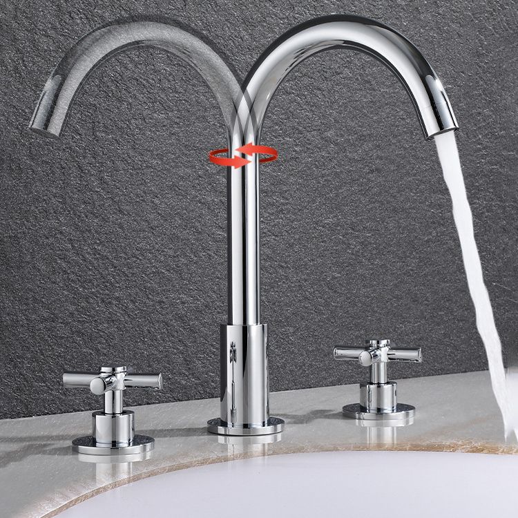 Goose Neck Bathroom Sink Faucet 2 Handles Hot and Cold Water Sink Faucet with Drain