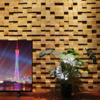 Wood Mosaic Cladding Shiplap Glue Contemporary Interior Wall Cladding