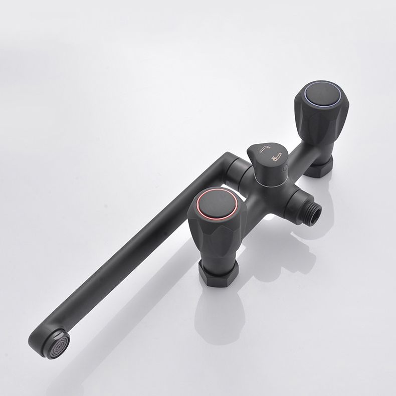 Modern Bathtub Faucet Trim Black Wall Mounted Swivel Spout with Hand Shower