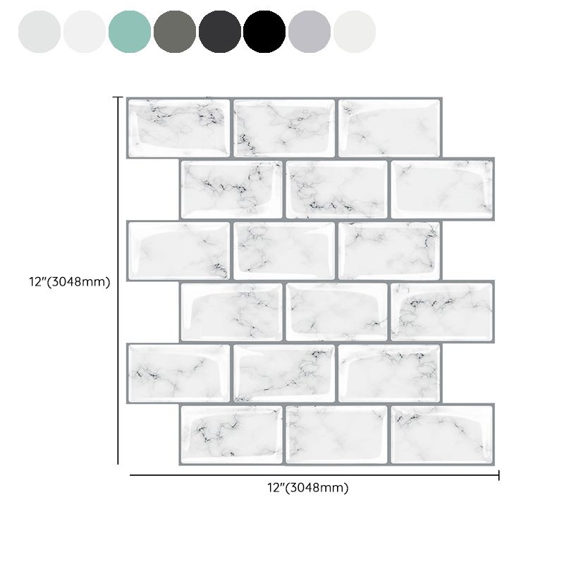Peel and Stick Tiles Rectangular Stain Resistant PVC Subway Peel and Stick Tiles for the Kitchen