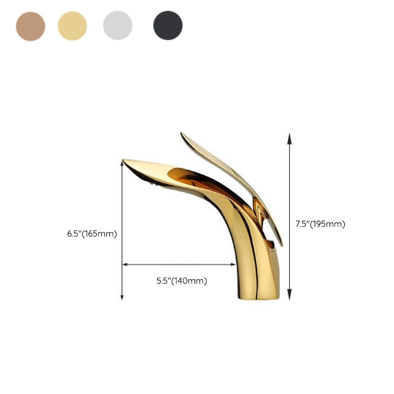 Brass 1-Hole Basin Faucet Lever Handle Sink Faucet Round Modern Faucet for Bathroom