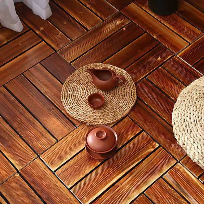 4-Slat Wood Floor Tiles Interlocking Installation Floor Tiles