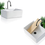 Contemporary Bathroom Sink Porcelain Rectangular Vessel Sink Sink Only
