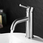 Modern Silver Washbasin Mixer Single Lever Bathroom Faucet with Lever Handle