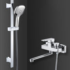Wall Mounted Bathtub Faucet Trim Polished Chrome Swivel Spout with Hand Shower