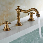 European Style Widespread Sink Mixer Brass 2 Handle Bathroom Vessel Mixer with Hoses