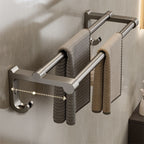 Contemporary bathroom accessory set made of matte stainless steel-aluminum with bathrobe hook/towel rail