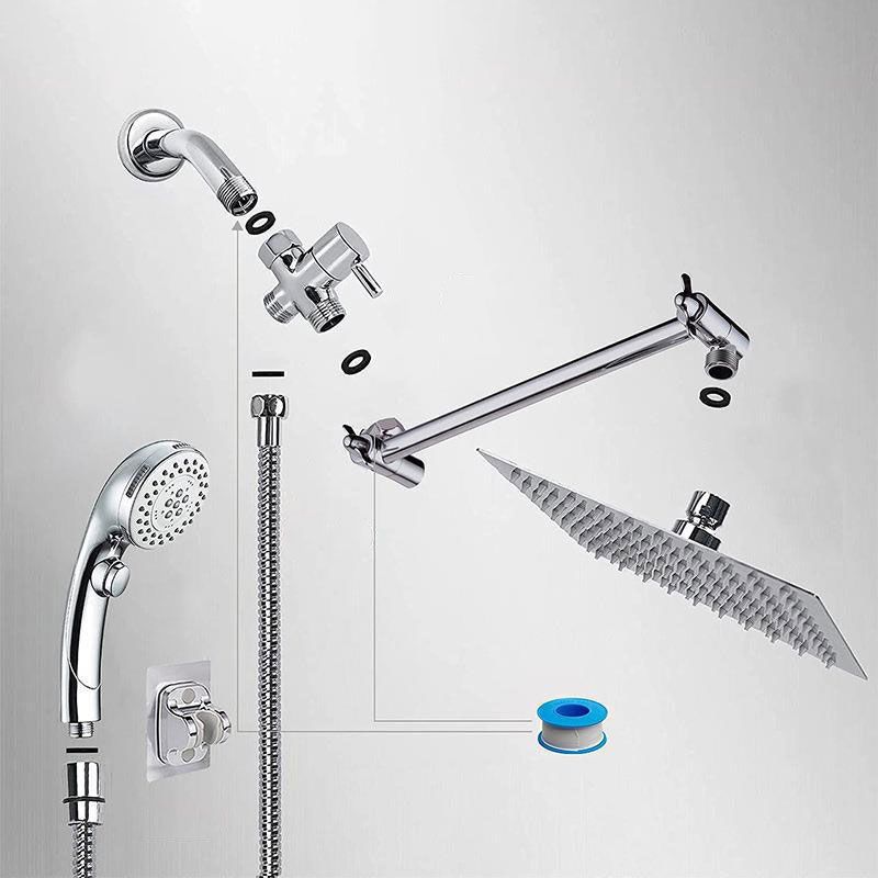 Stainless Steel 8 Inch Shower Set 5 Sprays Handheld Shower Head Shower Arm