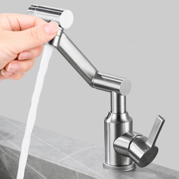 Swiveling Outlet Vessel Sink Faucet Stainless Steel Lever Handle Sink Faucet with Water Hose