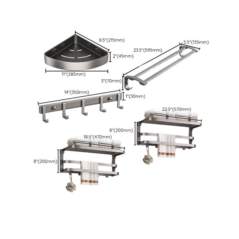 Traditional bathroom accessory as a single piece or in a set in gray
