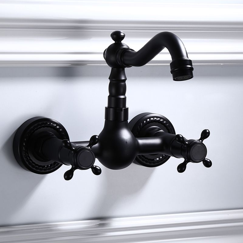 Traditional Wall Mounted Metal Bathtub Filler Low Arc Waterfall Bathroom Faucet