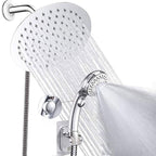 Round Dual Shower Head Stainless Steel 5 Spray Patterns Wall Mounted Shower Head