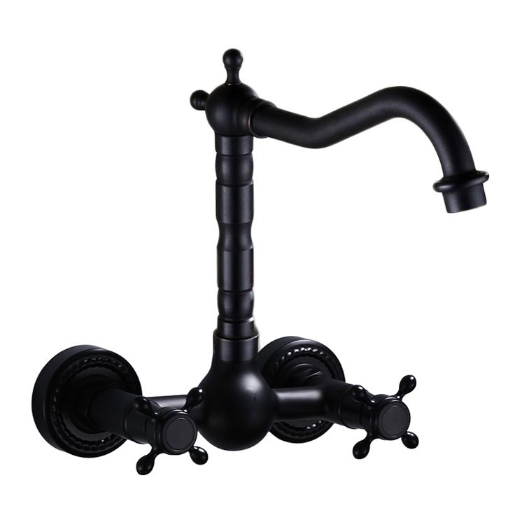 Traditional Wall Mounted Metal Bathtub Filler Low Arc Waterfall Bathroom Faucet