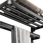 Black Aluminum Bathroom Accessory Set Modern Bathroom Shelf / Towel Bar & Paper Holder