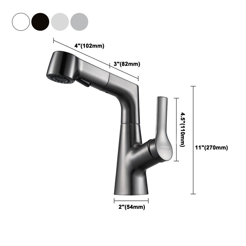 Modern 1-Lever Sink Faucet Round Basin Faucet Brass