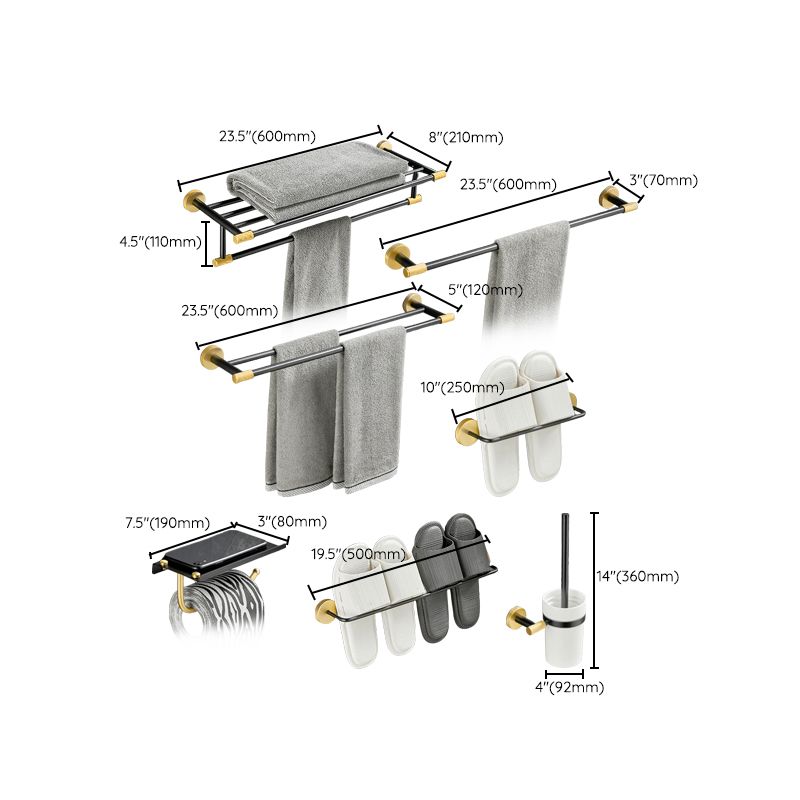 5-piece modern bathroom accessory set made of black brass bathroom hardware
