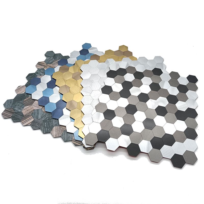 Modern Tile-Peel & Stick Metal Mosaic Tile Hexagon Peel & Stick Subway Tile