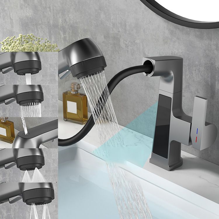 Modern Sink Faucet Pull-Down Lever Handle Brass Faucet Bathroom