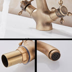 Glam Vanity Sink Faucet Brass Cross Handles Low Arc Basin Faucet