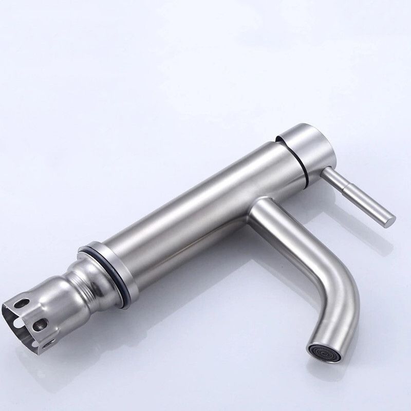 Modern Silver Washbasin Mixer Single Lever Bathroom Faucet with Lever Handle