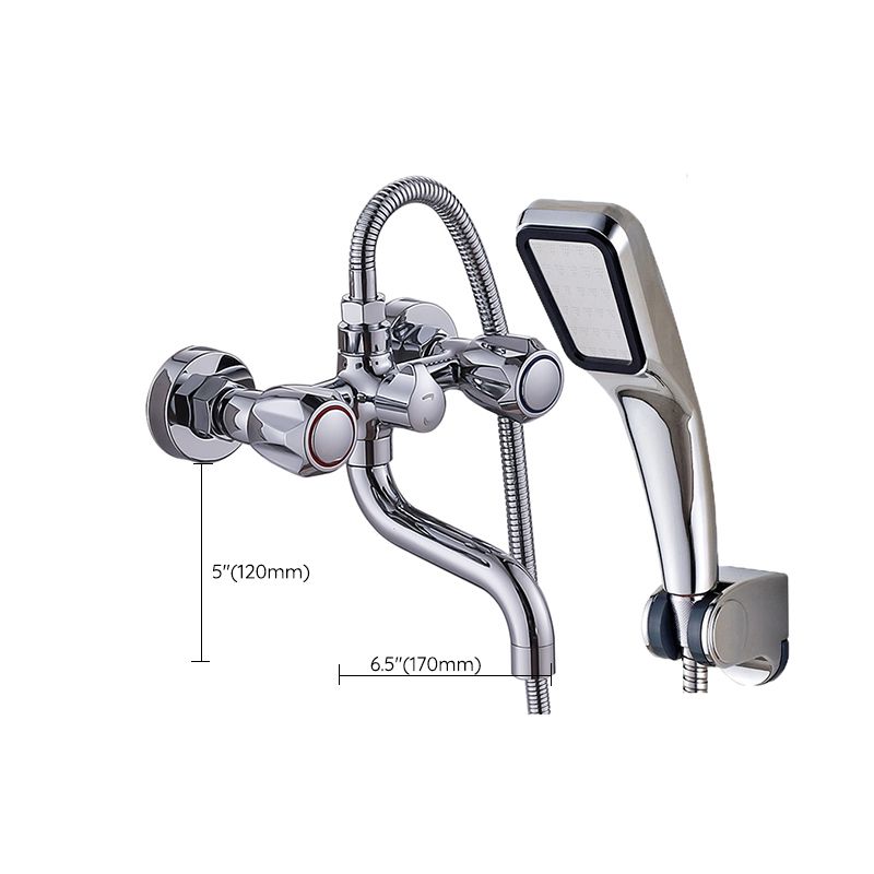 Chrome Bathroom Faucet Trim Wall-mounted Swing Faucet with Hand Shower