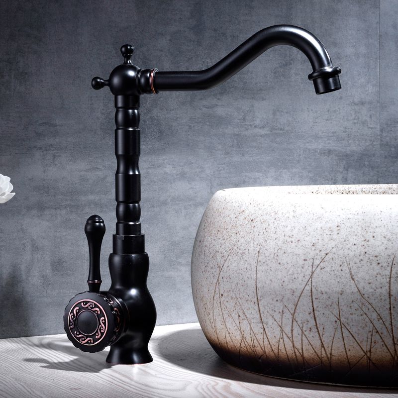 Glam Style Sink Faucet with Swivable Spout and Lever Handle