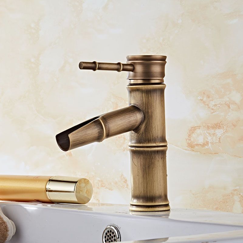 Lever Handle Vanity Faucet Country Low Arc Faucet Single Hole Basin Faucet