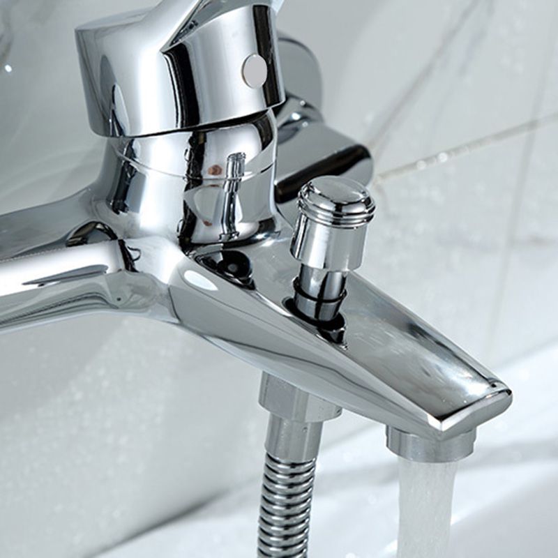 Modern Silver Faucet Copper with 1-Handle 2-Hole Bathroom Faucet
