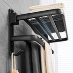 Matt Black 5-piece Modern Bathroom Accessory Set with Shelf/Tower Bar & Paper Holder