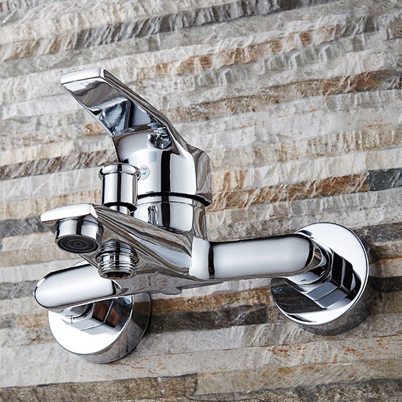 Modern Silver Bathtub Spout Single-Hole and Two-Hole Installation Faucet