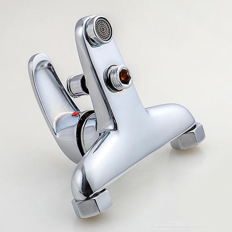 Modern Silver Bathtub Spout Single-Hole and Two-Hole Installation Faucet