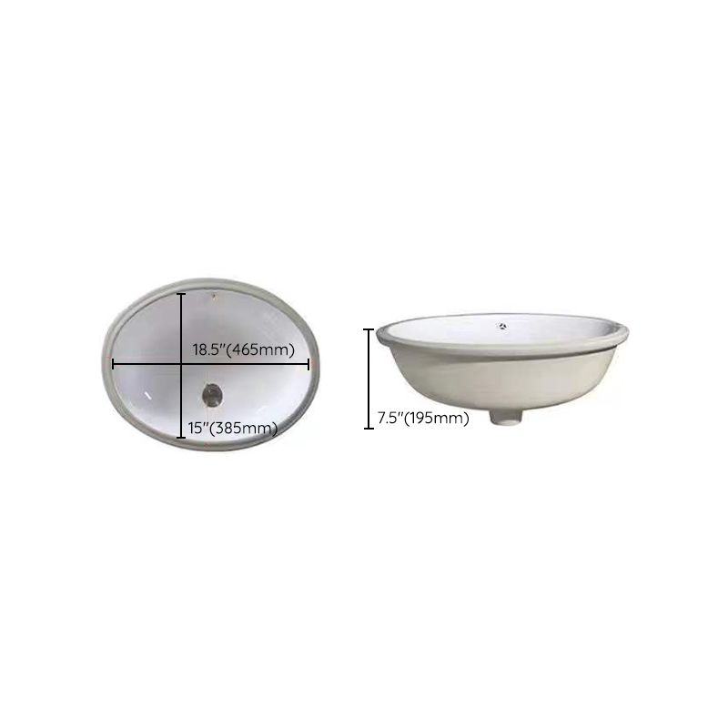 Modern Under-mount Sink Oval Porcelain with Pop-Up Drain Sink