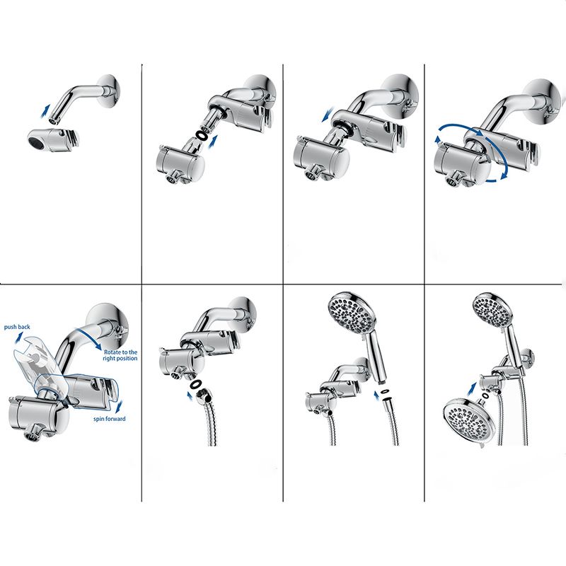 Contemporary Shower Combination Adjustable Shower Head Chrome Ceiling Mounted Round Shower Head