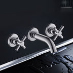 Modern Cross Handle Faucet Monochrome Wall Mounted Bathroom Faucet