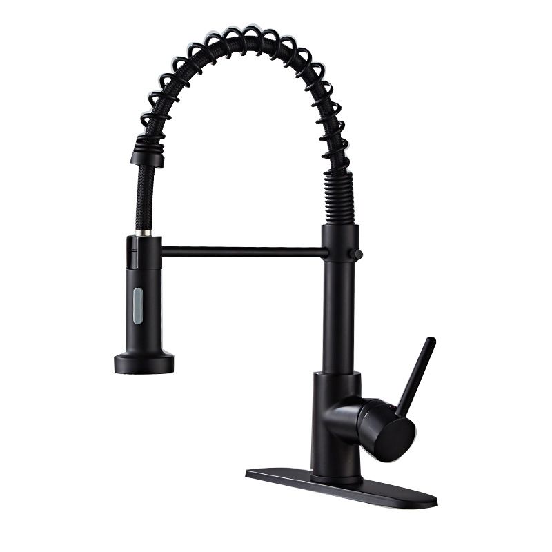 Glam Basin Faucet Brass Lever Handles Spring Neck Three-Function Bathroom Sink Tap