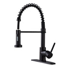 Glam Basin Faucet Brass Lever Handles Spring Neck Three-Function Bathroom Sink Tap