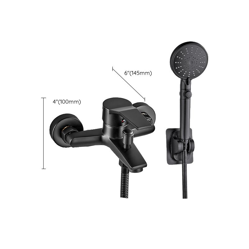 Wall-mounted fixed bathtub faucet lever handle with hand shower