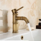 Farmhouse Brass Bathroom Faucet With Lever Handle Single Hole Sink Faucet