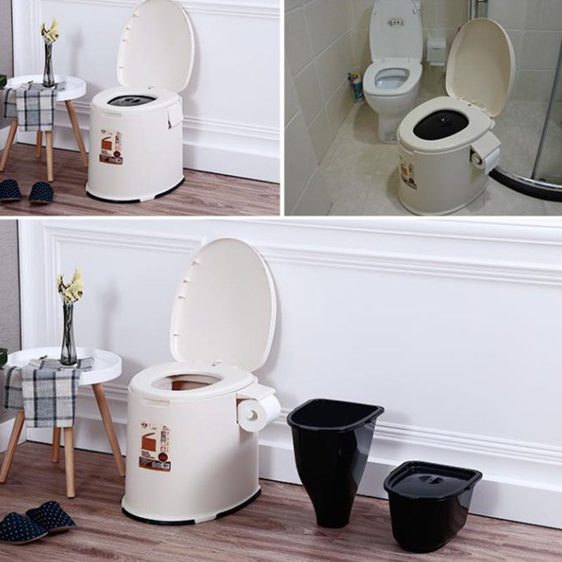 Contemporary Plastic Floor-Mounted Toilet Bowl with Seat for the Bathroom