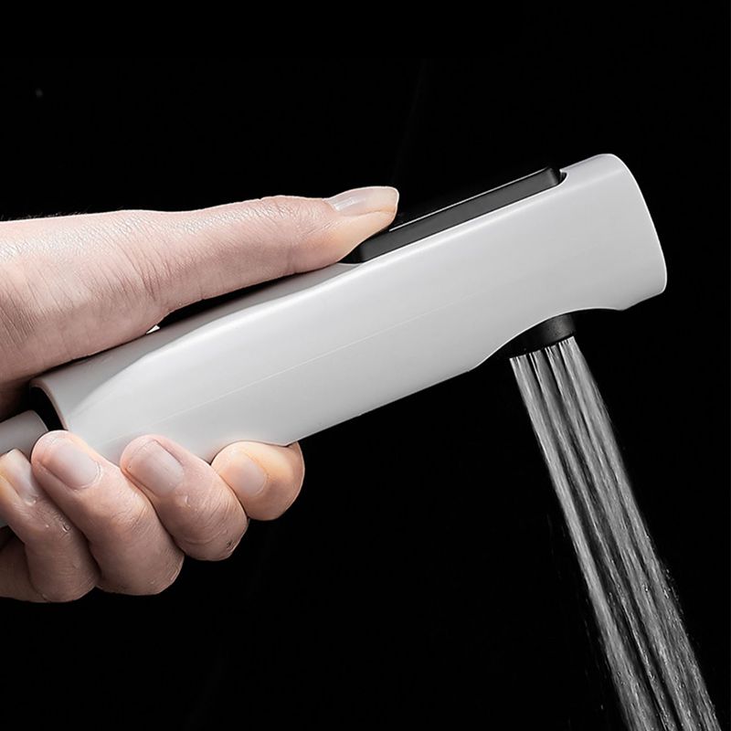 Round Shower Set White Wall Mounted Hand Shower Lever Handle Shower Hose Swiveling Shower Set