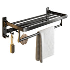 Contemporary Bathroom Accessory Set Matte Black Bathroom Set with Bathrobe Hooks/Towel Bar