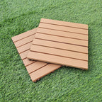 Yellow 6-Slat Square Wood Floor Tiles Click System Floor Tiles