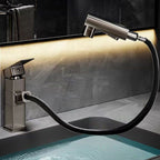Bathroom Vessel Faucet Swivel Spout Single Handle Faucet with Pull-Out Spray Head