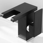 Contemporary Square Vessel Faucet Waterfall Spout with LED Three-Color Illumination