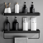 Matt Black Bathroom Set Modern 1/2 - Piece Stainless Steel Bathroom Shelf