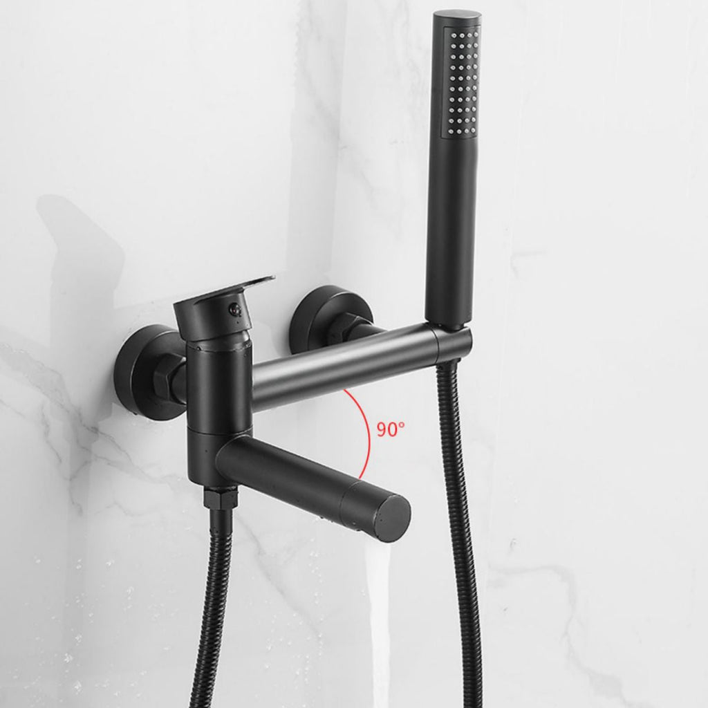 Contemporary Wall Mounted Bathtub Filler Single Handle Metal Faucet