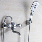 Chrome Bathroom Faucet Trim Wall-mounted Swing Faucet with Hand Shower
